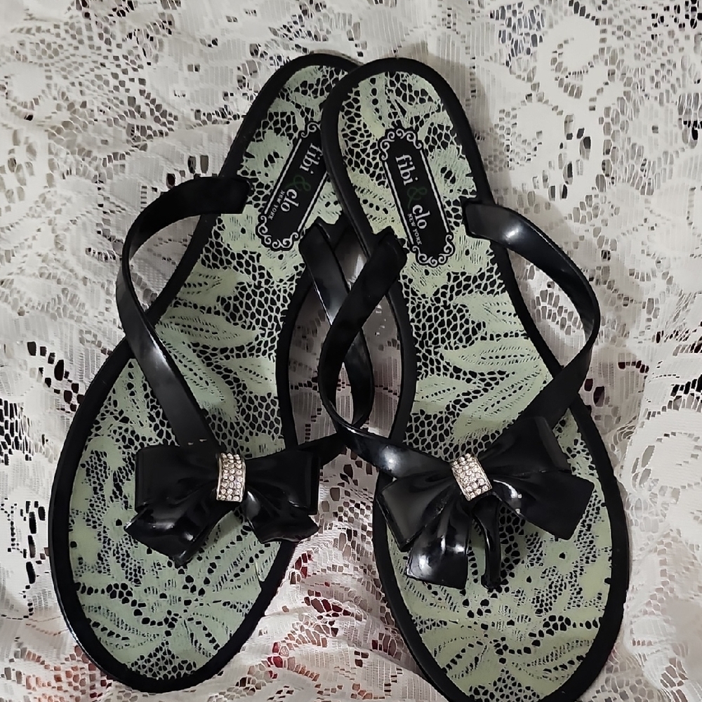 Chic Black Sandals with Bow by fibi & clo